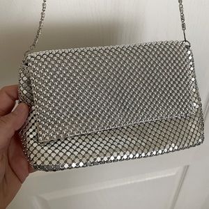 Small silver dressy crossbody purse